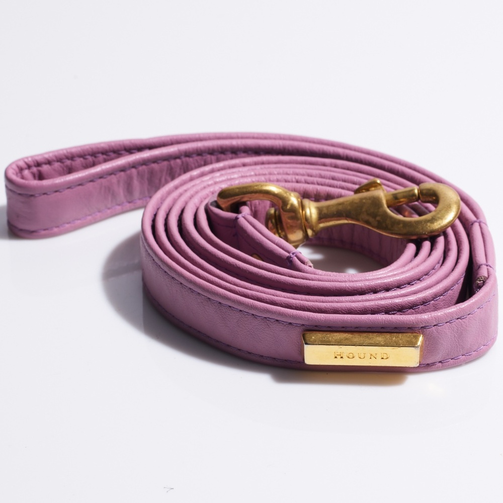 Hound Collection Leather Dog Leash Genuine Leather Gold Bar Logo